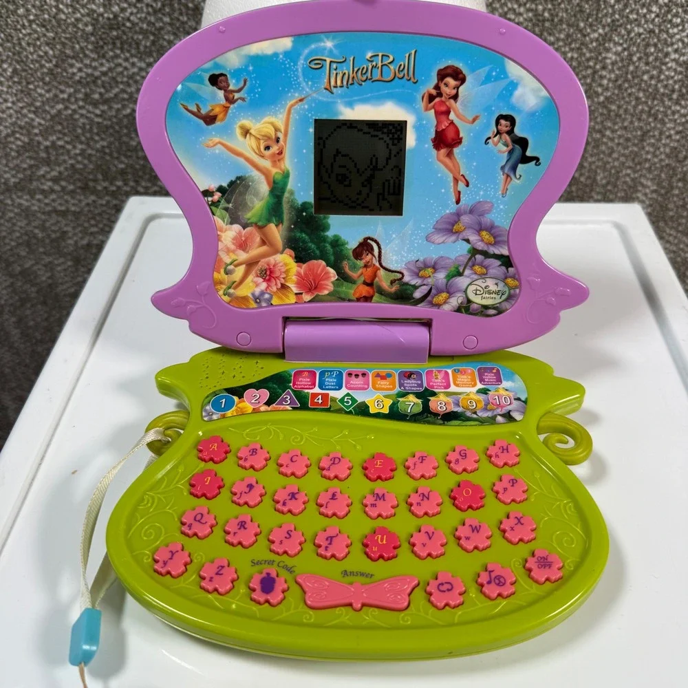 Disney Tinker Bell Learning Laptop Toy Vintage Y2K Disney Fairies TESTED Rare